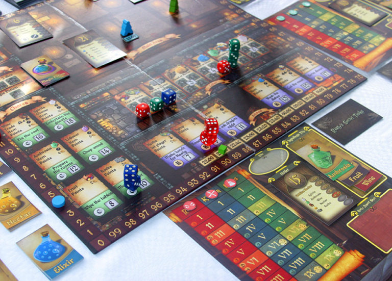 Worker (dice) placement board game set in a fantasy world Analog Games